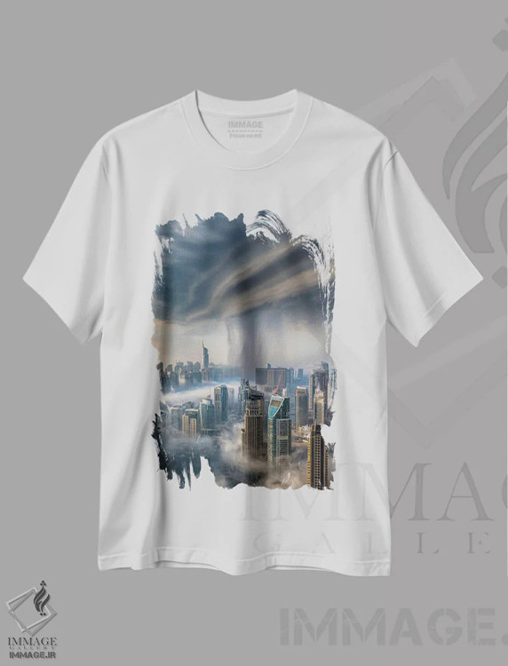 تیشرت سفید طرح دار بارش شدید دبی، عکاسی هوایی اثر برنت شاونور | immage.ir