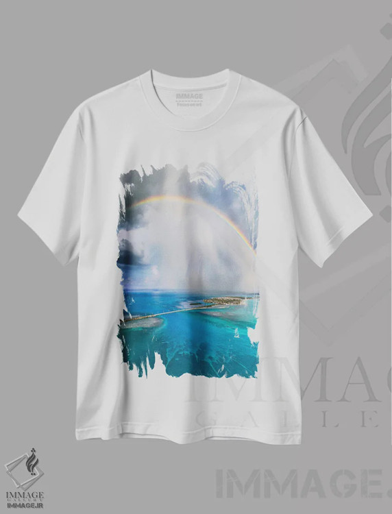 تیشرت سفید طرح دار جزایر فلوریدا، عکاسی هوایی اثر برنت شاونور | فروشگاه ایماژ