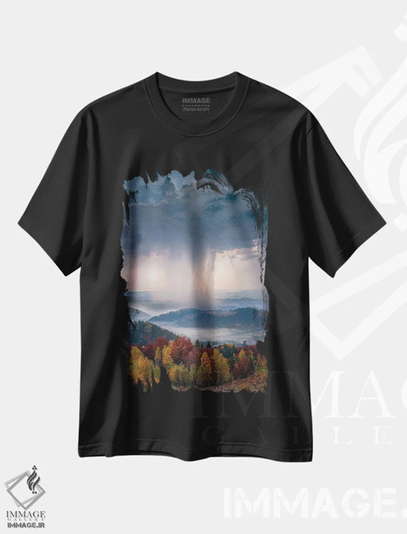 تیشرت مشکی طرح دار باران پاییزی سنگین، عکاسی هوایی اثر برنت شاونور | immage.ir