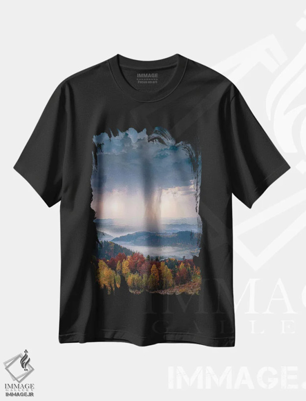 تیشرت مشکی طرح دار باران پاییزی سنگین، عکاسی هوایی اثر برنت شاونور | immage.ir