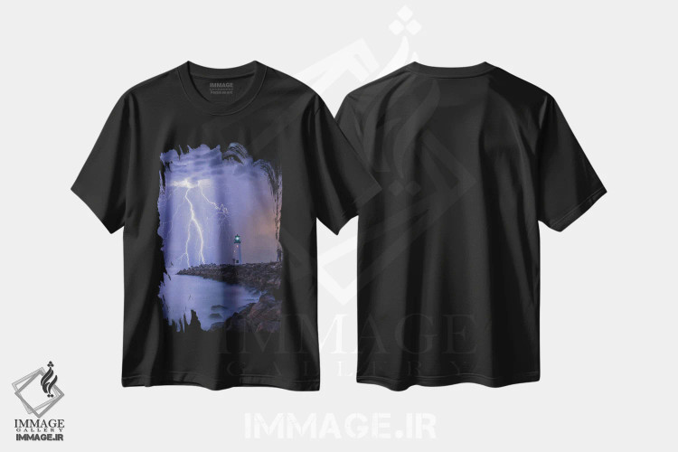 تیشرت مشکی طرح دار بوسهٔ صاعقه، مدیوم اثر برنت شاونور | فروشگاه ایماژ