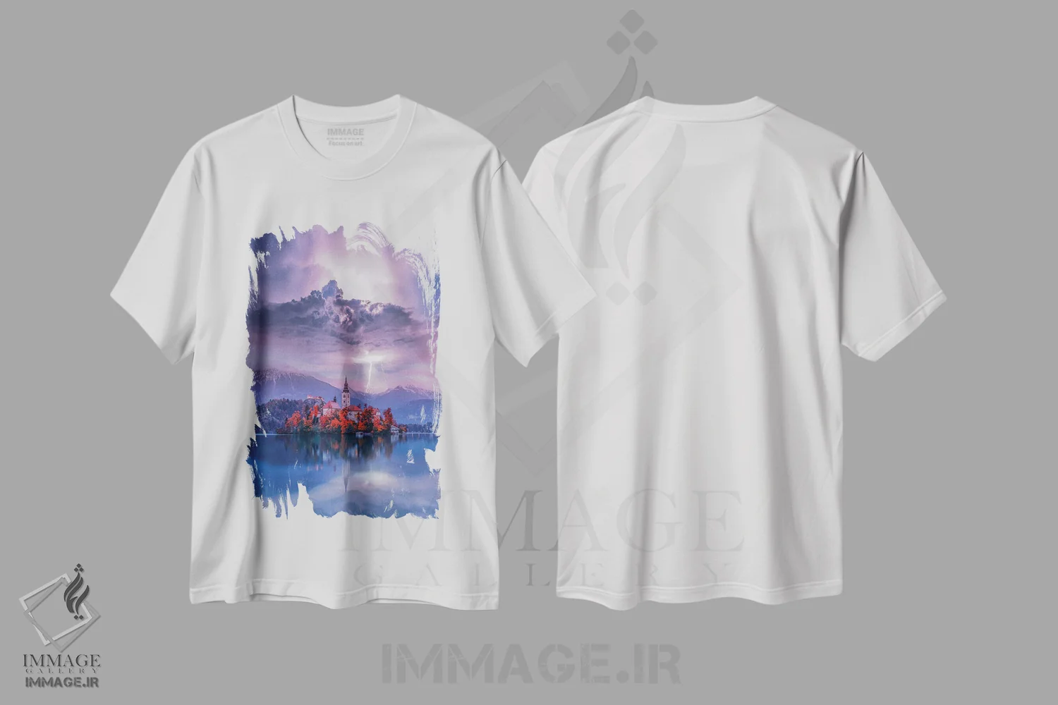 تیشرت سفید طرح دار کمال دریاچه بلد، مدیوم اثر برنت شاونور | immage.ir