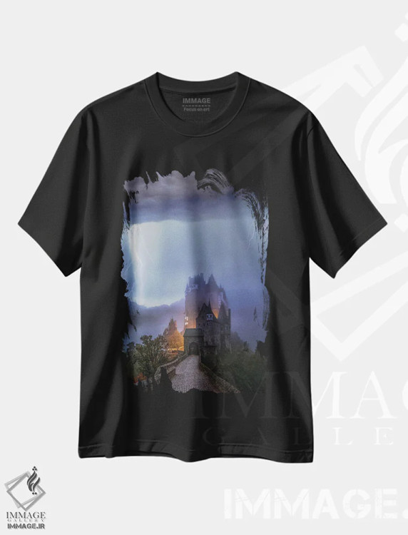 تیشرت مشکی طرح دار قفل شده در قلعه، مدیوم اثر برنت شاونور | فروشگاه ایماژ