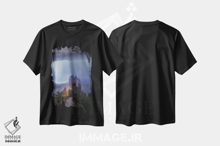 تیشرت مشکی طرح دار قفل شده در قلعه، مدیوم اثر برنت شاونور | فروشگاه ایماژ