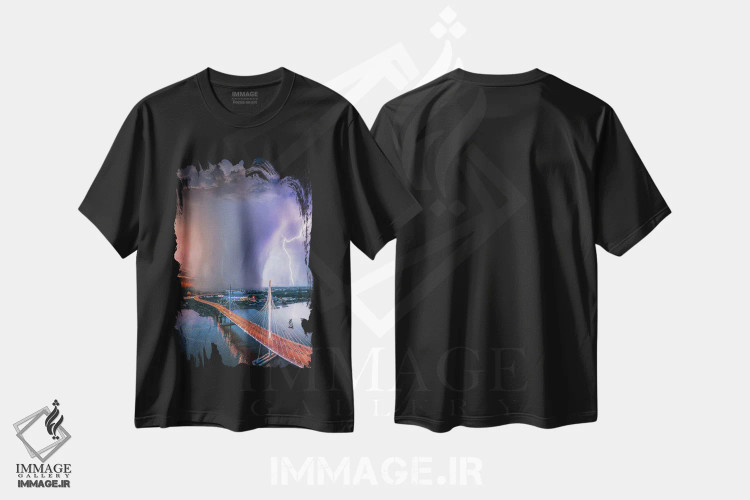 تیشرت مشکی طرح دار صاعقه در سن پترزبورگ، عکاسی هوایی اثر برنت شاونور | فروشگاه ایماژ