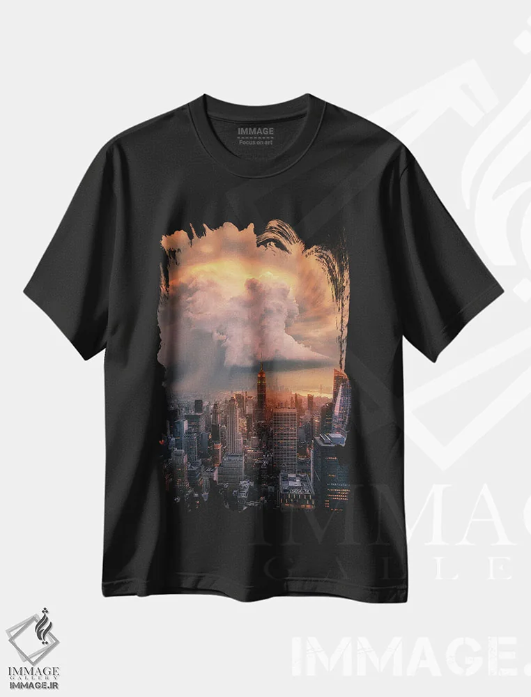 تیشرت مشکی طرح دار ابر ابرسلول نیویورک، عکاسی هوایی اثر برنت شاونور | فروشگاه ایماژ