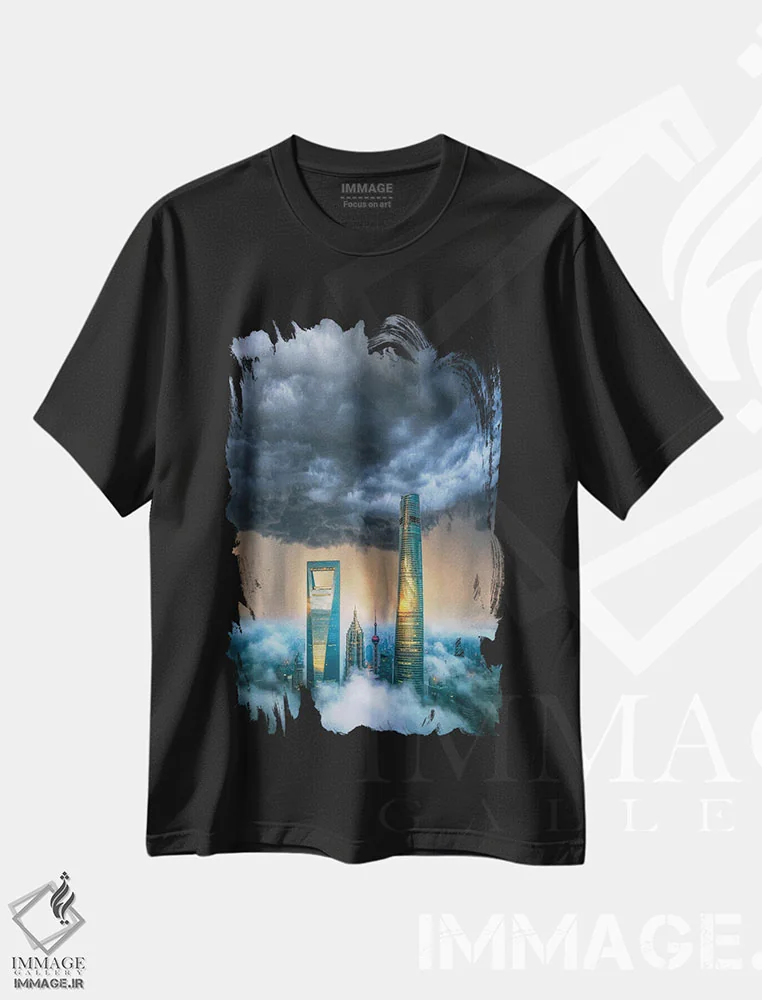 تیشرت مشکی طرح دار بر فراز ابرها، عکاسی هوایی اثر برنت شاونور | immage.ir