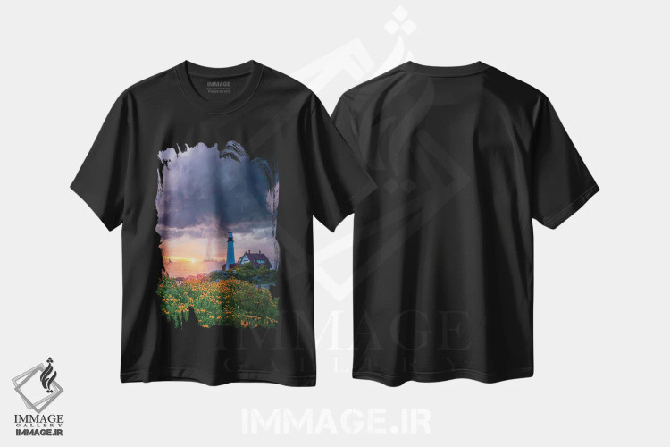 تیشرت مشکی طرح دار بهار در مین، مدیوم اثر برنت شاونور | فروشگاه ایماژ