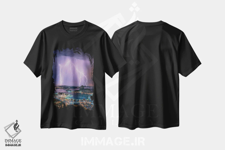 تیشرت مشکی طرح دار نورهای ریو، عکاسی هوایی اثر برنت شاونور | immage.ir