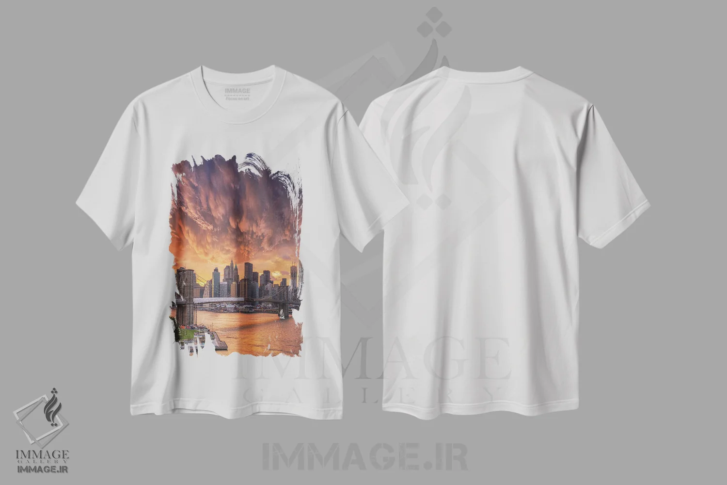 تیشرت سفید طرح دار شعله بر فراز نیویورک، عکاسی هوایی اثر برنت شاونور | immage.ir