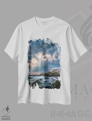 تیشرت سفید طرح دار تابش خورشید در کیپ الیزابت، مدیوم اثر برنت شاونور | فروشگاه ایماژ