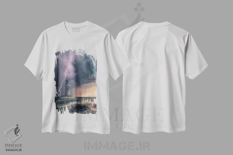 تیشرت سفید طرح دار نور اسرارآمیز، مدیوم اثر برنت شاونور | immage.ir
