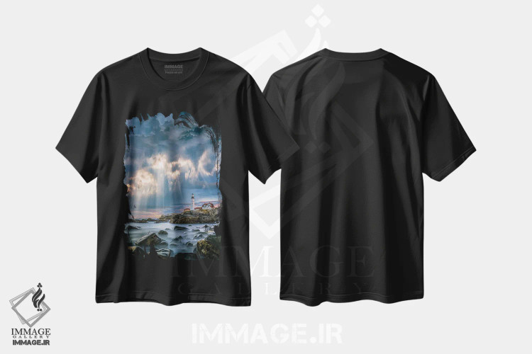 تیشرت مشکی طرح دار تابش خورشید در کیپ الیزابت، مدیوم اثر برنت شاونور | immage.ir