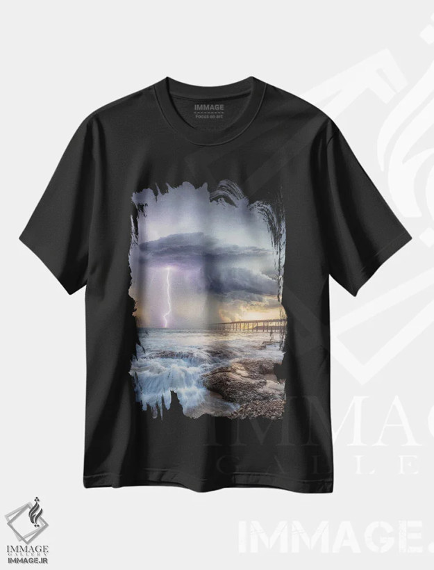 تیشرت مشکی طرح دار قدرت خلیج کاترین هیل، مدیوم اثر برنت شاونور | فروشگاه ایماژ