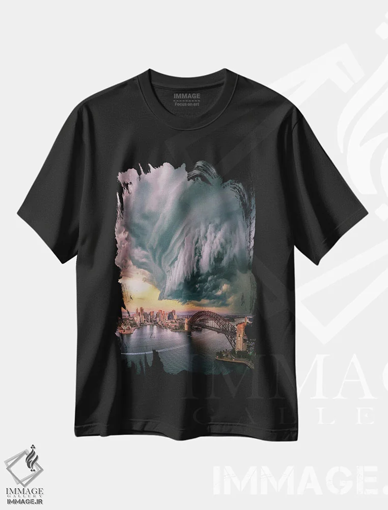 تیشرت مشکی طرح دار ابر گوه ای سیدنی، عکاسی هوایی اثر برنت شاونور | immage.ir