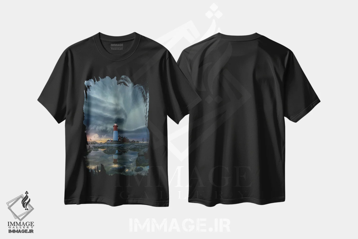 تیشرت مشکی طرح دار نور در میان صخره ها، مدیوم اثر برنت شاونور | فروشگاه ایماژ