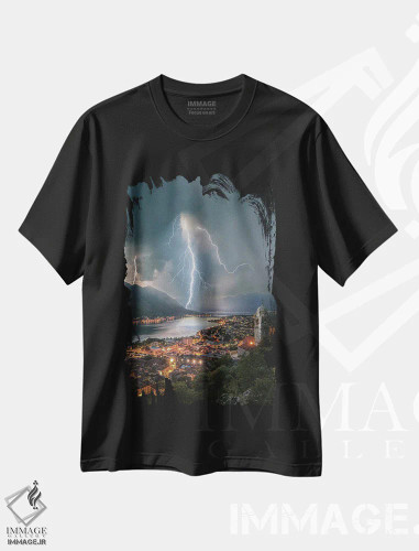 تیشرت مشکی طرح دار خلیج دروغ ها، عکاسی هوایی اثر برنت شاونور | فروشگاه ایماژ