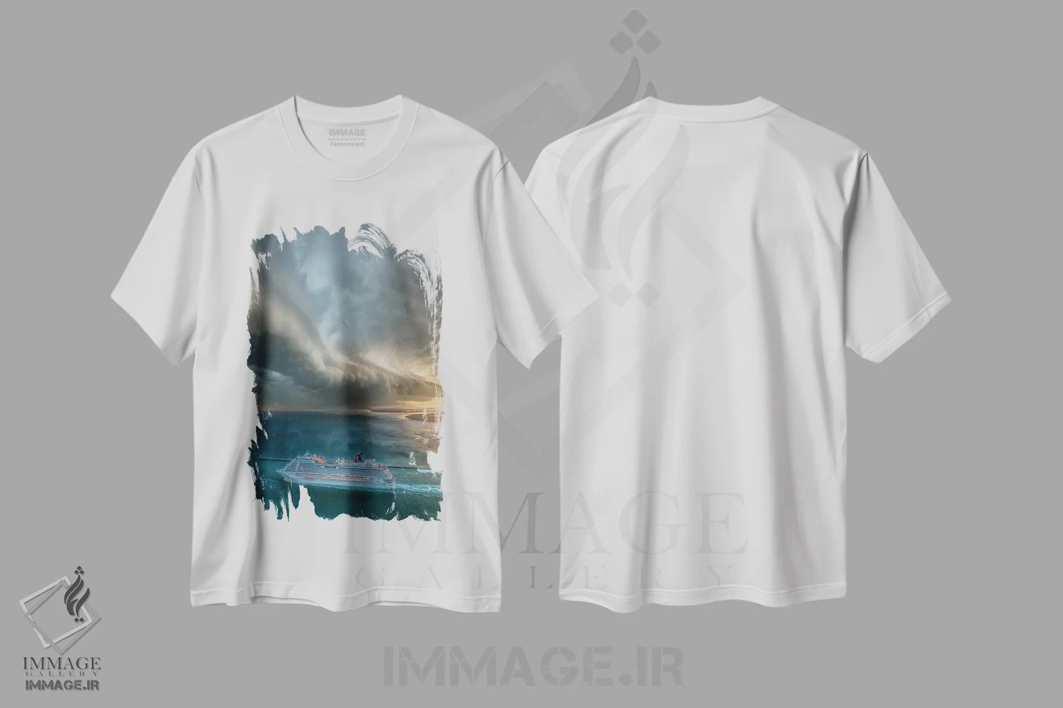 تیشرت سفید طرح دار سفر دریایی به ناکجا، سواحل از نمای بالا اثر برنت شاونور | immage.ir