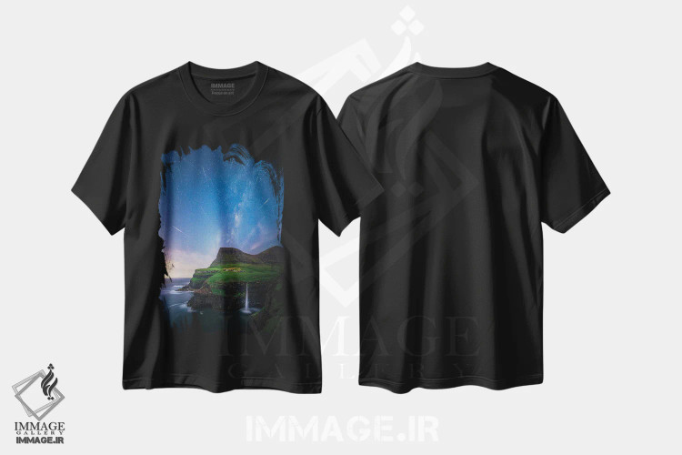 تیشرت مشکی طرح دار رویاهای دانمارک، مدیوم اثر برنت شاونور | فروشگاه ایماژ