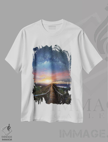 تیشرت سفید طرح دار رویاهای آزورها، مدیوم اثر برنت شاونور | فروشگاه ایماژ