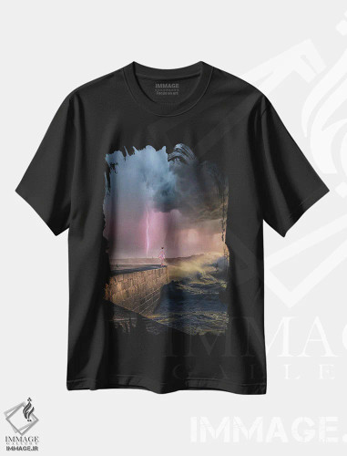 تیشرت مشکی طرح دار امواج لاتام، مدیوم اثر برنت شاونور | فروشگاه ایماژ
