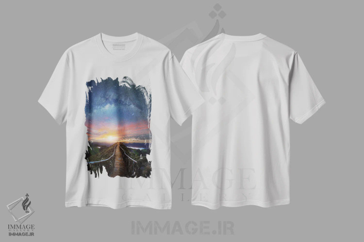 تیشرت سفید طرح دار رویاهای آزورها، مدیوم اثر برنت شاونور | فروشگاه ایماژ