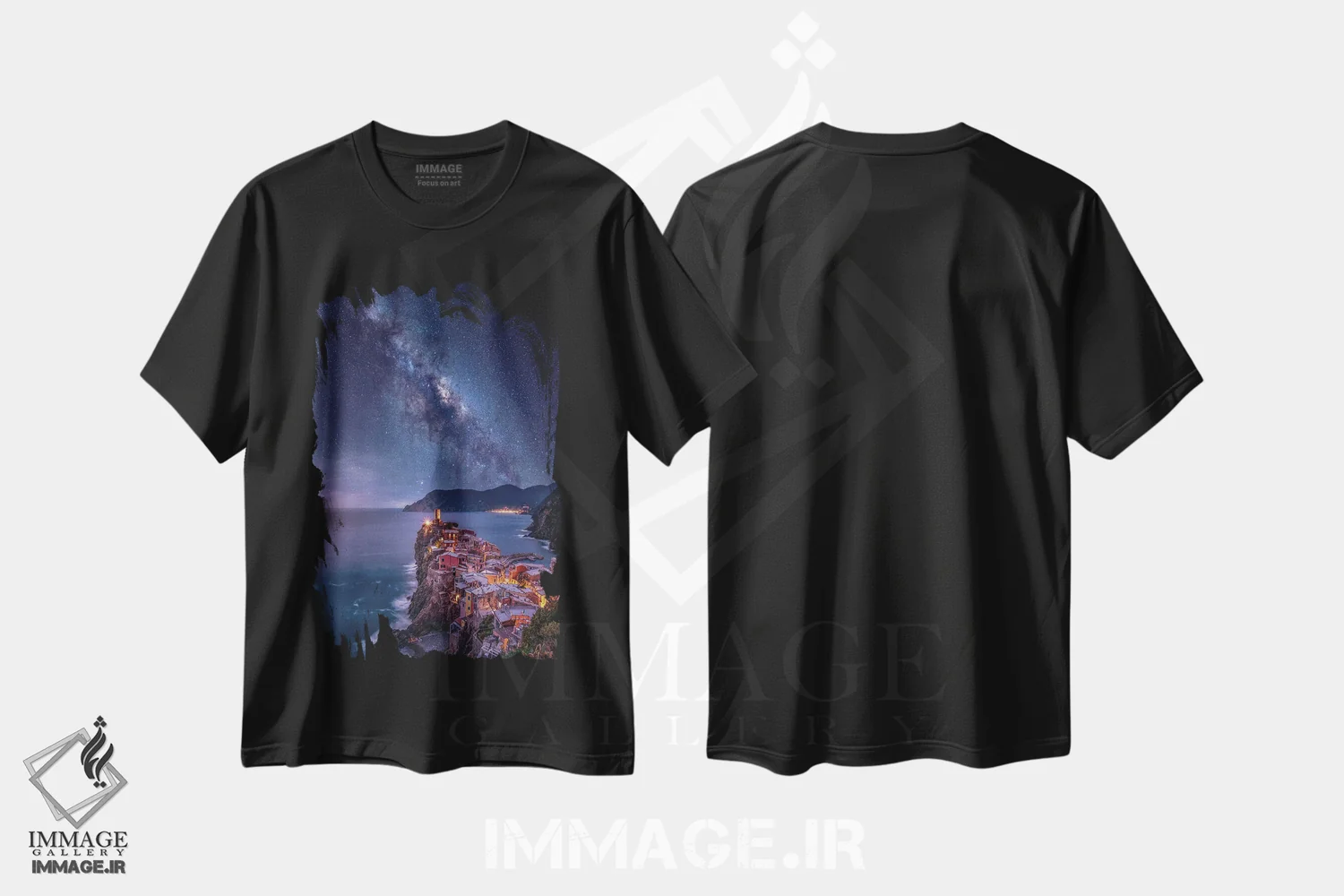 تیشرت مشکی طرح دار رویاهای ایتالیایی، عکاسی هوایی اثر برنت شاونور | فروشگاه ایماژ
