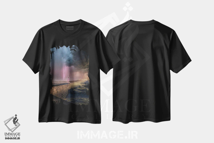 تیشرت مشکی طرح دار امواج لاتام، مدیوم اثر برنت شاونور | فروشگاه ایماژ
