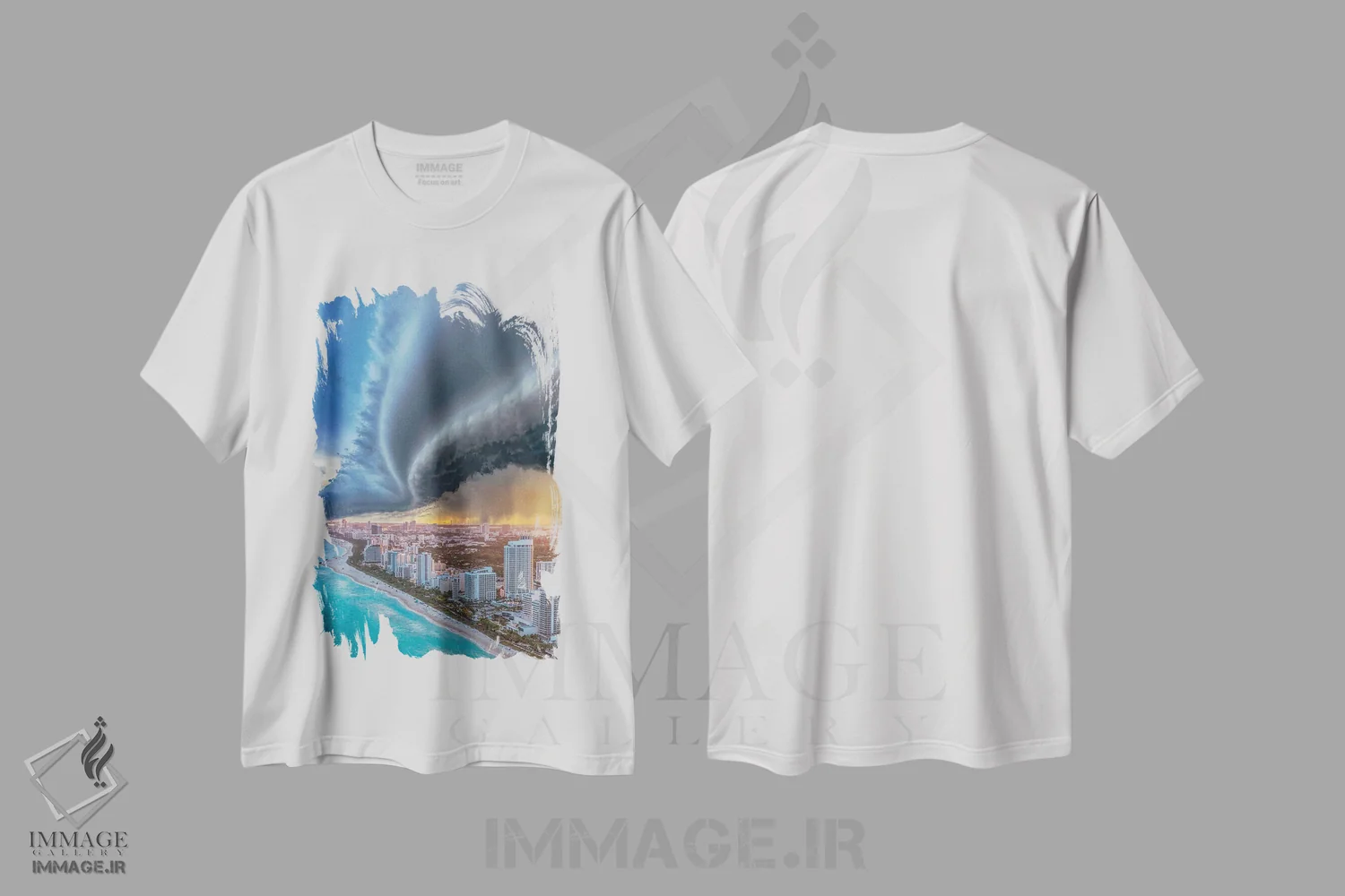 تیشرت سفید طرح دار ابر طاقچه ای میامی ۲.۰، مدیوم اثر برنت شاونور | immage.ir