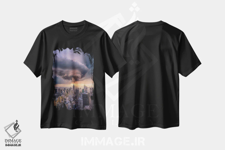 تیشرت مشکی طرح دار چرخش های نیویورک، مدیوم اثر برنت شاونور | فروشگاه ایماژ