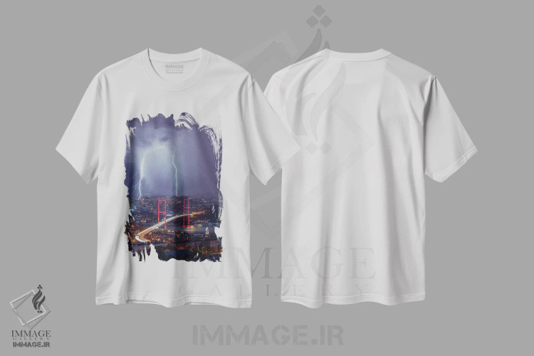 تیشرت سفید طرح دار جرقه های استانبول، مدیوم اثر برنت شاونور | immage.ir