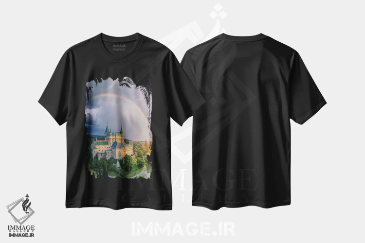 تیشرت مشکی طرح دار درخشش قلعه اسلواکی، عکاسی هوایی اثر برنت شاونور | immage.ir
