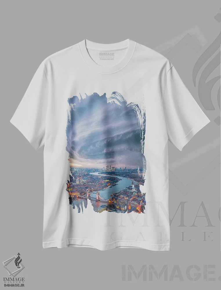 تیشرت سفید طرح دار گردباد لندن، مدیوم اثر برنت شاونور | فروشگاه ایماژ