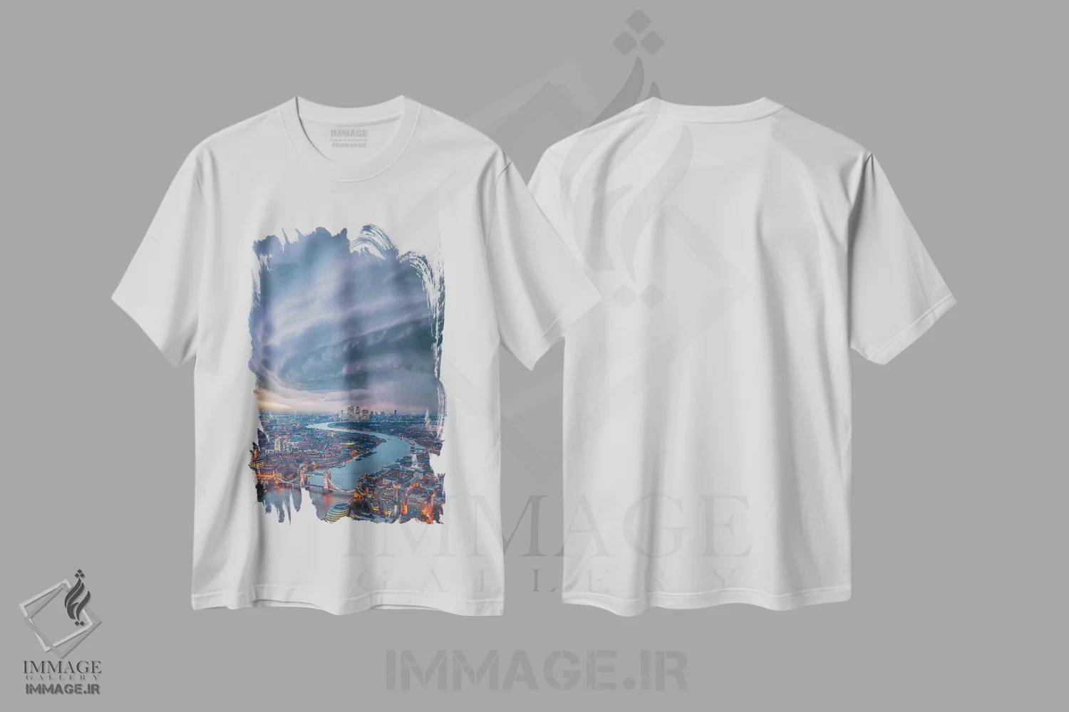 تیشرت سفید طرح دار گردباد لندن، مدیوم اثر برنت شاونور | فروشگاه ایماژ