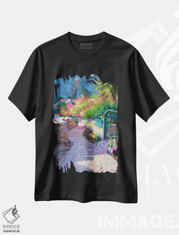 تیشرت مشکی طرح دار ماسکا ۱، هنر فاخر معاصر اثر بنی تو سالمرون | فروشگاه ایماژ