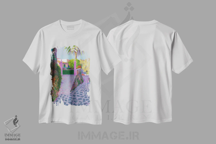 تیشرت سفید طرح دار ماسکا ۲، هنر فاخر معاصر اثر بنی تو سالمرون | فروشگاه ایماژ