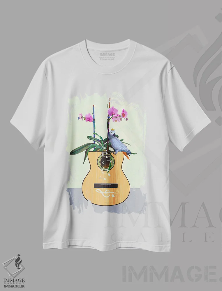 تیشرت سفید طرح دار ملودی ۱، هنر فاخر معاصر اثر بنی تو سالمرون | immage.ir