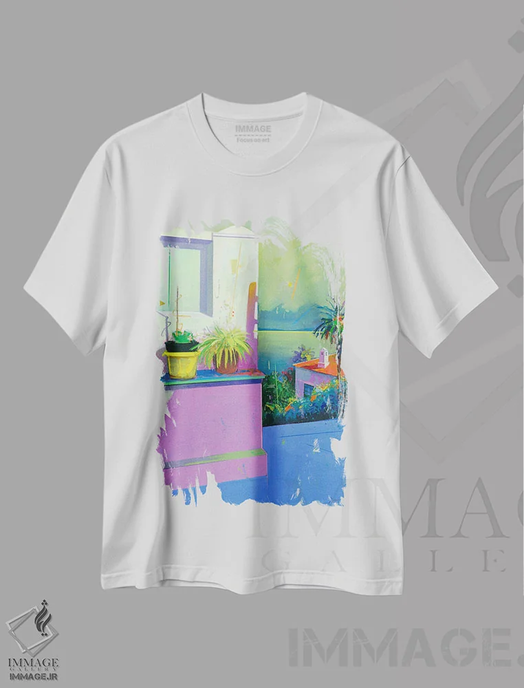 تیشرت سفید طرح دار پاپ ۱، هنر فاخر معاصر اثر بنی تو سالمرون | فروشگاه ایماژ