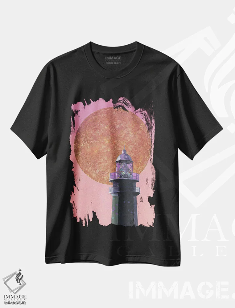 تیشرت مشکی طرح دار خورشید ۴، هنر فاخر معاصر اثر بنی تو سالمرون | فروشگاه ایماژ