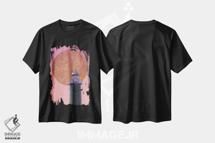 تیشرت مشکی طرح دار خورشید ۴، هنر فاخر معاصر اثر بنی تو سالمرون | فروشگاه ایماژ