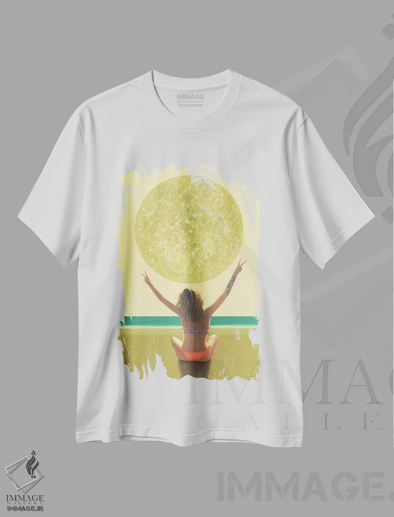 تیشرت سفید طرح دار خورشید ۸، هنر فاخر معاصر اثر بنی تو سالمرون | فروشگاه ایماژ