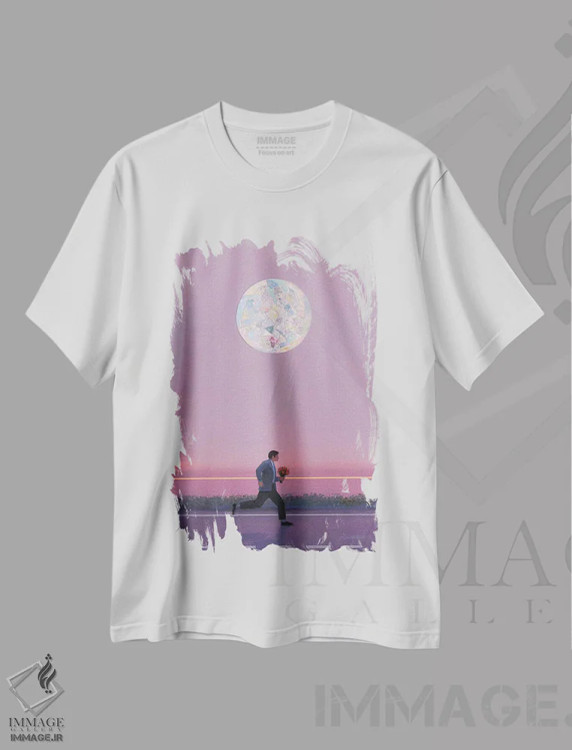 تیشرت سفید طرح دار خورشید ۱۶، هنر فاخر معاصر اثر بنی تو سالمرون | فروشگاه ایماژ
