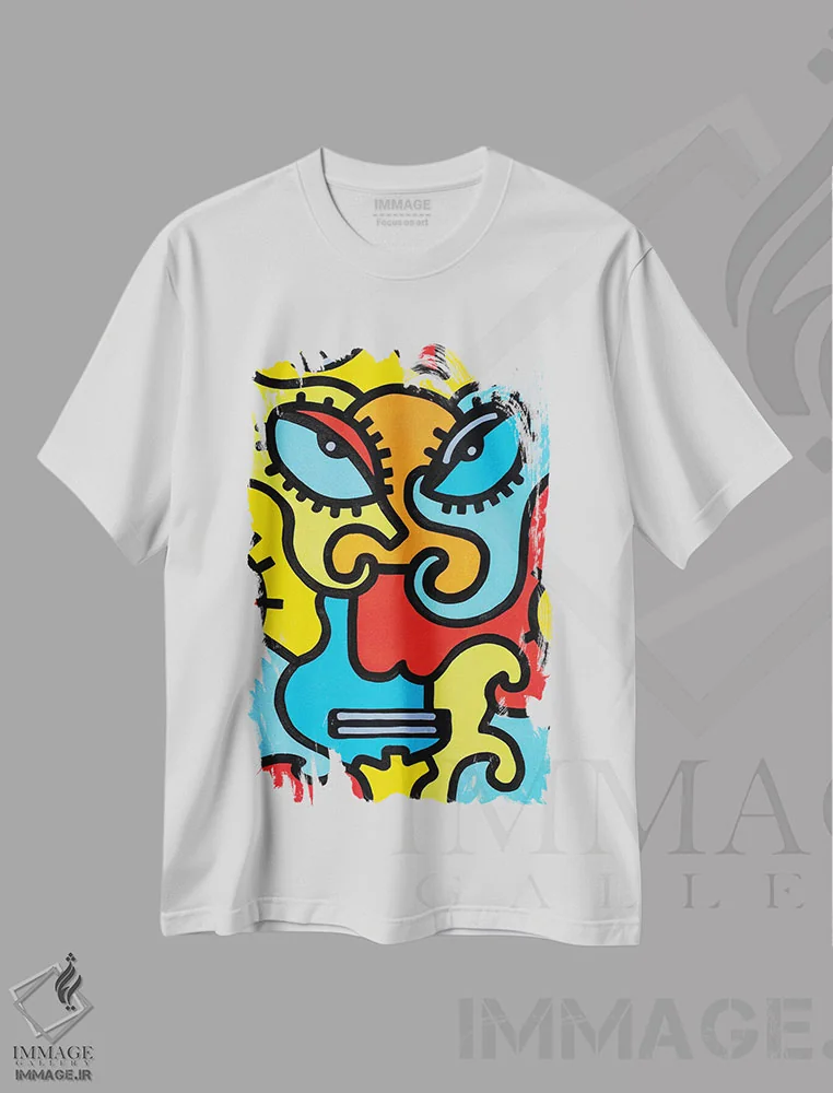 تیشرت سفید طرح دار نقاب شانگهای اثر بیلی آرتیست | فروشگاه ایماژ