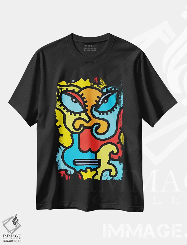 تیشرت مشکی طرح دار نقاب شانگهای اثر بیلی آرتیست | immage.ir