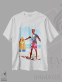 تیشرت سفید طرح دار کن موج سوار، باربیکور اثر باربارا شیلد | immage.ir