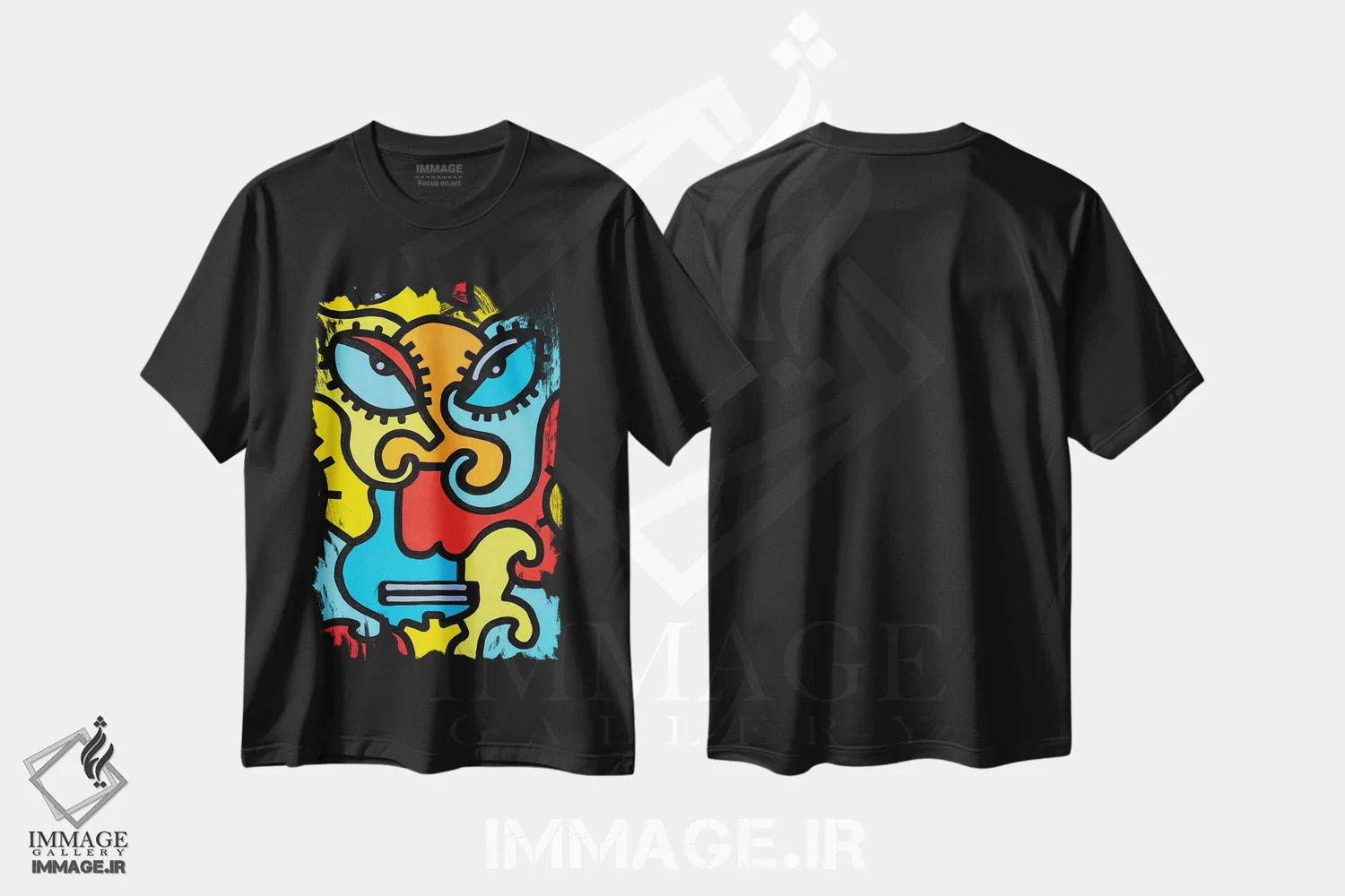 تیشرت مشکی طرح دار نقاب شانگهای اثر بیلی آرتیست | immage.ir