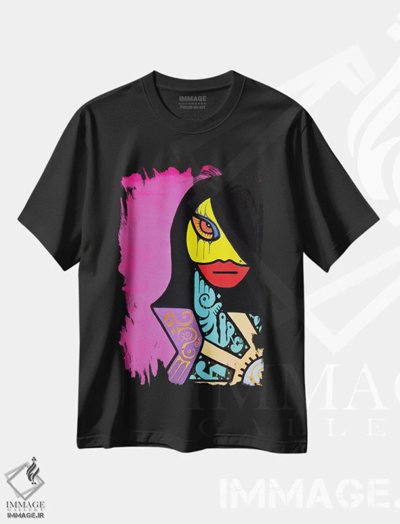تیشرت مشکی طرح دار اوا، آبستره اثر بیلی آرتیست | immage.ir