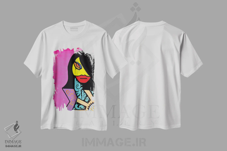 تیشرت سفید طرح دار اوا، آبستره اثر بیلی آرتیست | فروشگاه ایماژ