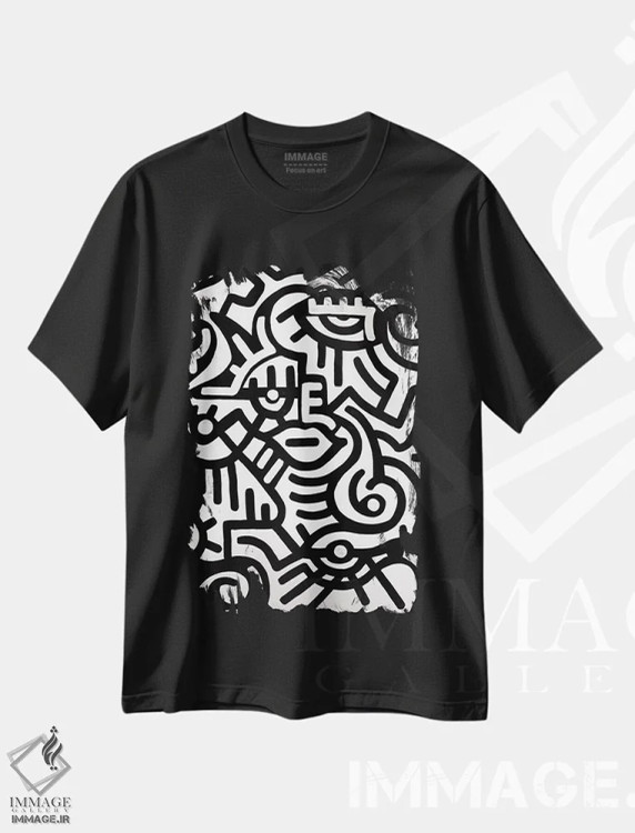 تیشرت مشکی طرح دار حالت اثر بیلی آرتیست | فروشگاه ایماژ