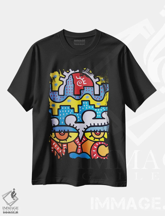 تیشرت مشکی طرح دار تابستان نیویورک، آبستره اثر بیلی آرتیست | immage.ir